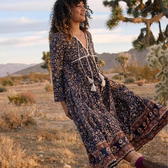 Christy Dawn The Paloma Maxi Dress in Navy Anemone Vine - Picture 2 of 7